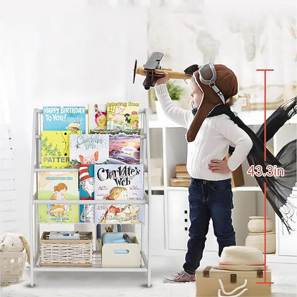aboxoo Kids Bookshelf Toddler Freestanding for Children Room 18 inches Small Toddler Bookcase Toy Organizer White Stable Bookcase Bookstore Library Book Unit Storage for Small Place