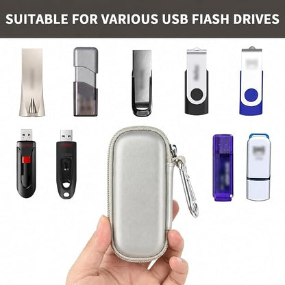 USB Flash Drive Case, SD Card Holder Compatible with Thumb Drive, Memory Cards, SDXC SDHC Storage Bag, Electronic Accessories Organizer for SanDisk for Samsung for Inland (Sliver)