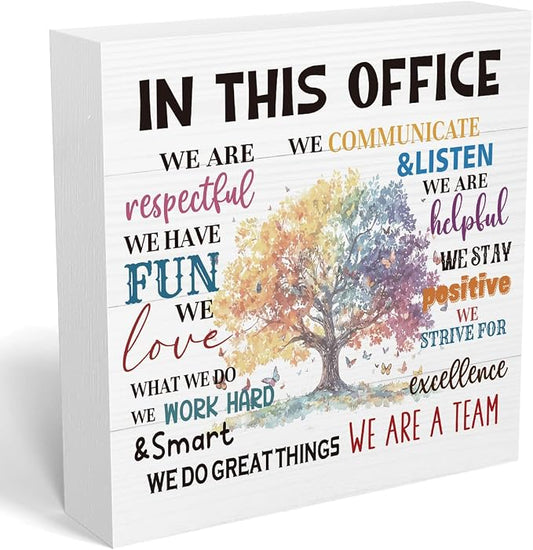 mmiishe Encouragement Gifts for Coworkers Desk Decor Office Accessories | Cheer Up Gifts for Women Coworkers Mentor Team Mental Health Decor for Office Wooden Box Sign Birthday Gift 5 x 5 Inches