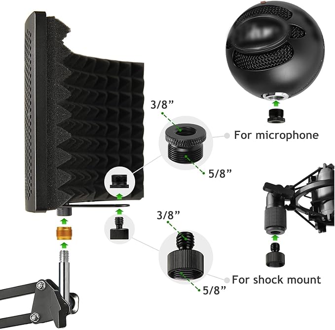 Microphone Isolation Shield with Mic Stand and Pop Filter, Foldable Sound Shield for Most Condenser Microphone Recording Equipment Studio, High Density Absorbent Foam to Filter Vocal by Frgyee