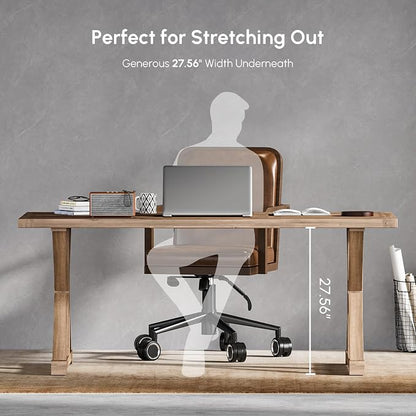 homary 70.9" Solid Wood Executive Desk, Rustic Farmhouse Home Office Desk with X-Trestle Base, Large Writing & Computer Table for Home Office, Study or Dining Space