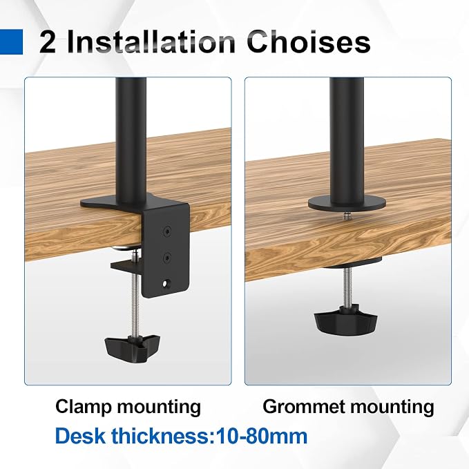 GRIFEMA Monitor Mount for 13-32 in, Single Monitor Arm, Up to 22 Lbs | Full Motion Adjustable Height, 360° Rotate, Tilt, Swivel, Easy Install, VESA 75/100 mm, Monitor Stand for Home Office Gaming