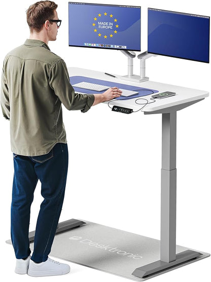 Desktronic HomeOne Standing Desk 48x24 — Ergonomic Sit Stand Home Office Desk, Made in Europe, Electric Dual Motor Height Adjustable, USB & USB-C Charging, Wobble-Free, Touchscreen, 3 Memory Presets