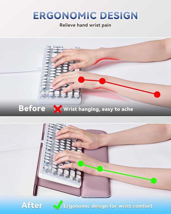 Laborio Computer Keyboard Wrist Rest Stand for Desktop, Keyboard Holder for Easy Typing with Wrist Pad for Office Desk, Home, School (Rose Pink)