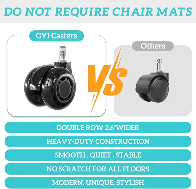 GYI High Back Executive Office Desk Chair, Leather Computer Chair, Black | 2.6"Rubber Wheels, Flip-up Arms, Heavy Duty Base, Thick Padded Seat, Lumbar Support, Home, Conference Rooms, Reception Areas