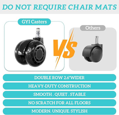 GYI High Back Executive Office Desk Chair, Leather Computer Chair, Black | 2.6"Rubber Wheels, Flip-up Arms, Heavy Duty Base, Thick Padded Seat, Lumbar Support, Home, Conference Rooms, Reception Areas
