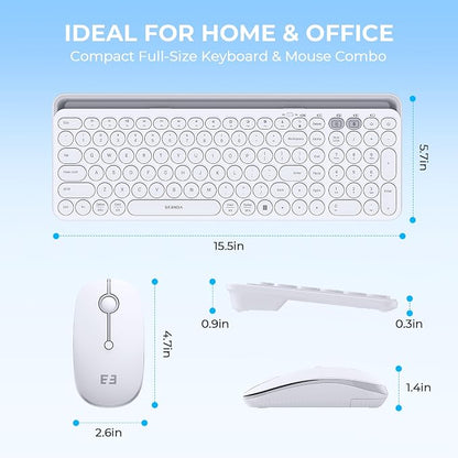 seenda Bluetooth Keyboard and Mouse for iPad, CTU-301 Wireless Multi-Device Connection Bluetooth+2.4G Keyboard Mouse Combo with Tablet Holder for iPad/MacBook/Windows, iOS/Android/Phone, White