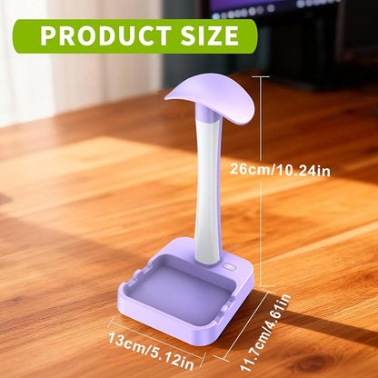 Headphone Stand with Charger,Gaming Headset stand with RGB Light Mode,For Airpod Max Stand,Desk Lamp,Phone Holder,Tablet Holder,desktop organizer,Gifts for Gamers & Music Lover (Purple)