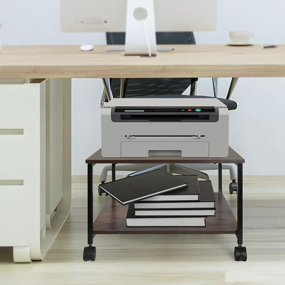 EMERIT Printer Stand,19.5''x19.5''x12.8'' 2 Tier Large Printer Laser Table Heavy Duty Rolling Printer Cart with Wheels for Home Office -100 LBS Each Tier