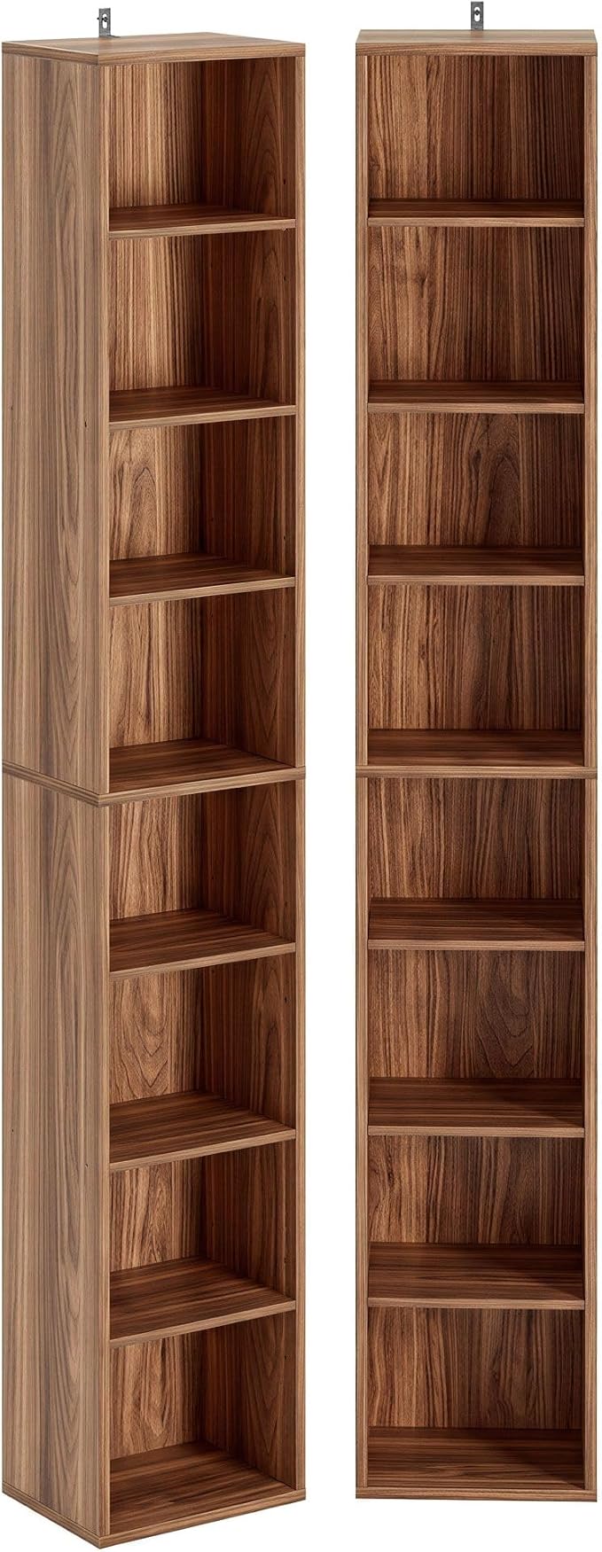 IRONCK Tall Narrow Bookshelf 8 Tiers 71in Set of 2, Compact Corner Bookcase, Easy to Match for Living Room, Office, Study, Bedroom