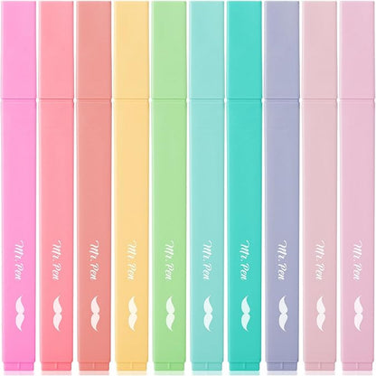 Mr. Pen- Aesthetic Highlighters No Bleed, 10 Pack, Pastel Colors | Chisel Tip, Cute Highlighters Assorted Colors for Journaling, Highlighting, Underlining, Fast Dry, Back to School Supplies