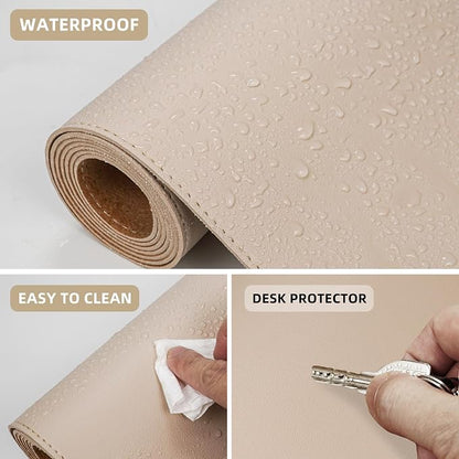 AFIING Cork Desk Mat 55" x 17", Dual-Sided Natural Cork & PU Leather Desk Pad, Non-Slip Waterproof Large Mouse Pad for Office, Home & Gaming (Beige)