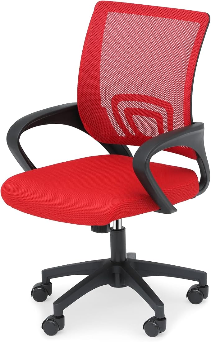 Office Chair Ergonomic - Mesh Desk Chair with Lumbar Support & Wide Seat (300Lbs Capacity) Adjustable Height, Swivel Wheels - for Home Office, Gaming, Bedroom