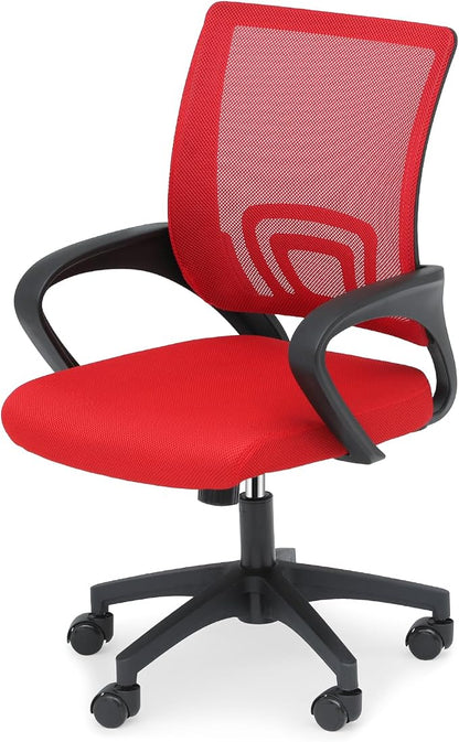 Office Chair Ergonomic - Mesh Desk Chair with Lumbar Support & Wide Seat (300Lbs Capacity) Adjustable Height, Swivel Wheels - for Home Office, Gaming, Bedroom