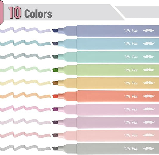 Mr. Pen- Aesthetic Bible Highlighters No Bleed Through, 10 Pack | Retro Colors, Cute Highlighter for Journaling Supplies and School Accessories, Bible Highlighters and Pens No Bleed