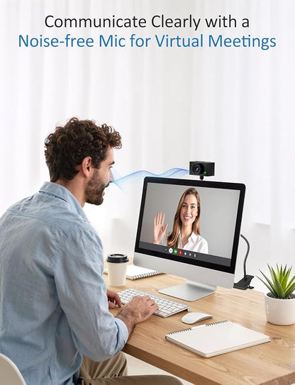 Webcam for PC, Streaming Camera, Web Camera for Desktop/Laptop Computer Webcam with Microphone, Plug and Play USB Web Cam with Bracket, Manual Focus, for Live Streaming, Video Calls (Black, 1080P)