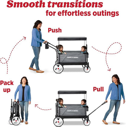 Radio Flyer City Luxe Stroll 'N Wagon, Ages 1+, 3-in-1 Push or Pull, Easy Fold, UV Canopy, 5-Point Harnesses, Front Caster & 12" Rear Wheels, Stroller Wagon, Amazon Exclusive
