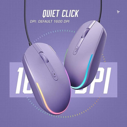 seenda Wired Mouse - USB Computer Mice Wired with RGB Backlit Optical LED Mouse with Attached USB Cord for Laptops Notebooks Chromebook - Purple