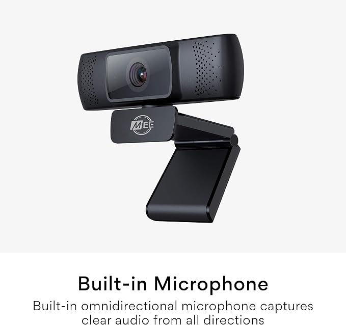 MEE Audio 201W 1080p HD Webcam with Mini Tripod, Wide Angle Lens, Microphone, Autofocus, Low Light Correction for Zoom Video Calling; USB Streaming Web Camera for Computer PC Mac Laptop Desktop