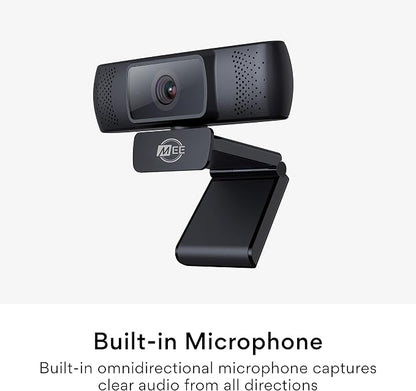 MEE Audio 201W 1080p HD Webcam with Mini Tripod, Wide Angle Lens, Microphone, Autofocus, Low Light Correction for Zoom Video Calling; USB Streaming Web Camera for Computer PC Mac Laptop Desktop