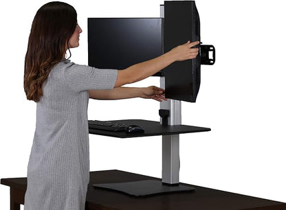 Victor Dual Monitor Electric Standing Desk Workstation, Height Adjustable Sit-Stand Converter with Dual Monitor Support, 28″ x 23″ Work Surface (DC450)