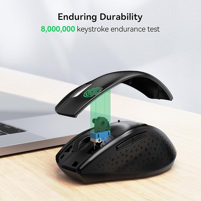 TECKNET Wireless Mouse, 2.4G Computer Mouse with 6-Level Adjustable 4800 DPI, 30 Months Battery, Ergonomic Grips, 6 Buttons Portable for PC, Chromebook, Mac - Carbon Black