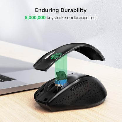 TECKNET Wireless Mouse, 2.4G Computer Mouse with 6-Level Adjustable 4800 DPI, 30 Months Battery, Ergonomic Grips, 6 Buttons Portable for PC, Chromebook, Mac - Carbon Black