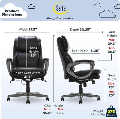 Serta® Smart Layers™ AIR Arlington Executive Chair, Black/Pewter