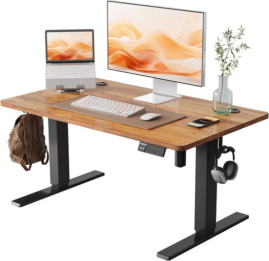 YIHAYO Low Height Adjustable Desk, Lifts 18.1-28.3 Inches, Electric Standing Desk for Short People, 40 x 24 Inches Computer Table with Splice Board for Home Office, Rustic Brown