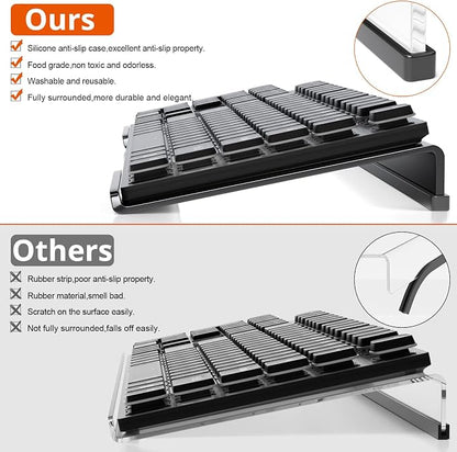 Richboom Ergonomic Computer Keyboard Stand - Tilt PC Keyboard Stand Riser for Easy Typing, Acrylic Keyboard Tray Holder for Office Desk, Home, School, with Silicone Anti-Slip Case, Black