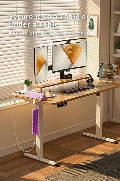 Desk Clamp Power Strip with Nightlight, 40W Fast Charging, 6FT Extension Cord, 4x20W USB-C & 2 USB Ports, 5 AC Outlets, Fits 1.69-Inch Table Edges