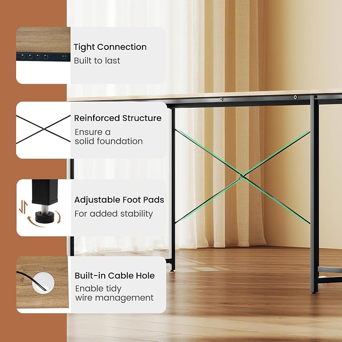 Tangkula L-Shaped Computer Desk with Power Outlets, 95” Long 2-Person Desk with Monitor Shelf, Modern Corner Desk Gaming Table with USB Ports for Home Office