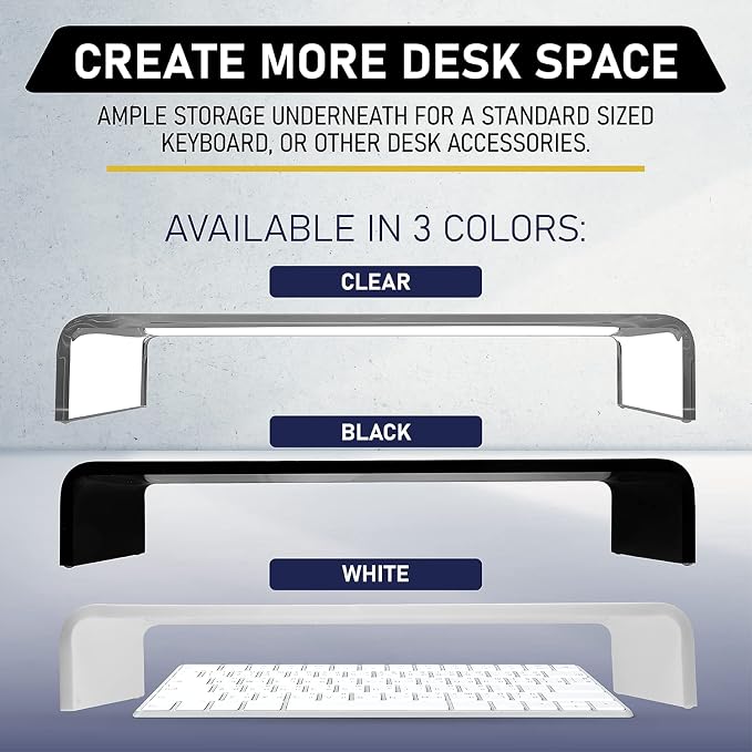 Dasher Products Acrylic Laptop Stand with Matching Pen Holder, Contemporary Design, Ergonomic Viewing Position, Raises Monitor 3 inches, 12mm Thick Clear Acrylic, No More Clutter