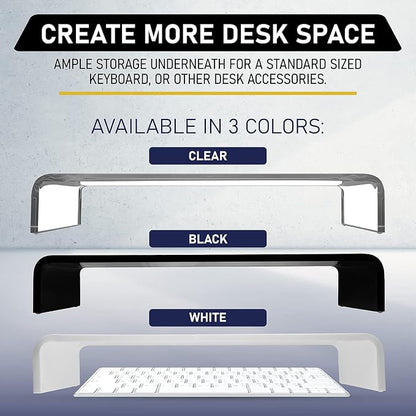 Dasher Products Acrylic Laptop Stand with Matching Pen Holder, Contemporary Design, Ergonomic Viewing Position, Raises Monitor 3 inches, 12mm Thick Clear Acrylic, No More Clutter