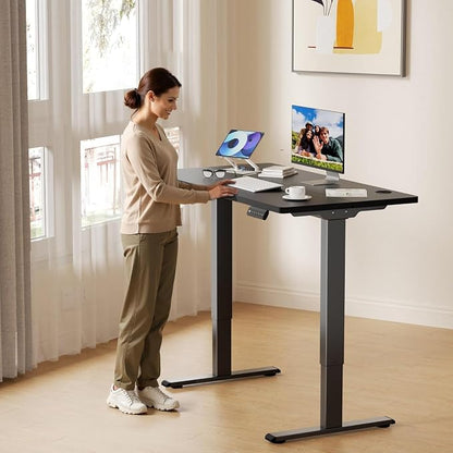 CROWNFURN Dual Motor Electric Standing Desk Frame,Height Adjustable Desk Legs with 330 lbs Capacity,Ergonomic Sit Stand Up Base Workstation for Home Office,Black Frame Only