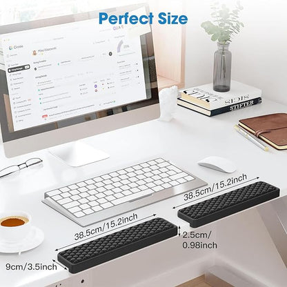 MEKASS L-Shaped Desk Elbow Pad for Desk, Memory Foam Elbow Support Padding with Non-Slip, 2-Piece Ergonomic Desk Edge Cushion, Wrist Comfort Support for Office Home (Honeycomb Texture)