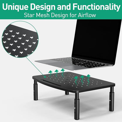Zimilar 2 Pack Monitor Stands, 3 Height Adjustable Riser for Laptop, Printer, iMac, PC, Premium Metal Stand for 2 Monitors