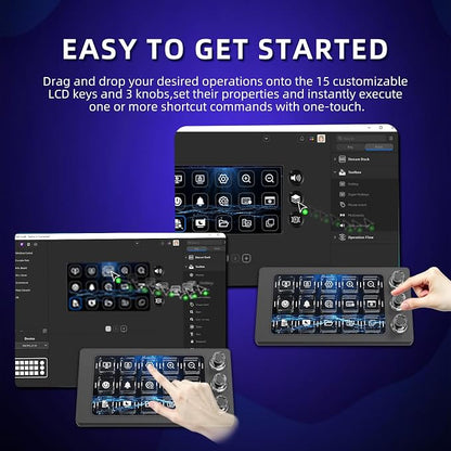 ActionRing Stream controller deck for PC Work and Live streamers,Macro Pad for video and image editing,World's First-Ever Transparent Magnetic Stream Dock(Black)