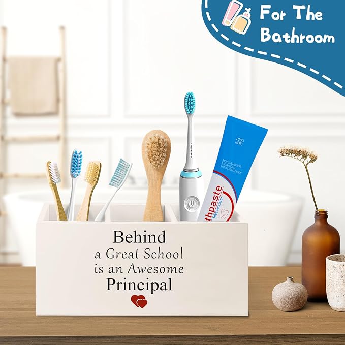 Principal Appreciation Gifts Wooden Pen Pencil Holder for Office Classroom Desk Accessories, Principal Gifts Pen Pencil Holder Organizer for Desk, Gifts for Principals Women Men