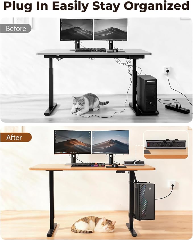 TOPSKY Dual Motor Electric Standing Desk Frame, Height Adjustable Sit Stand Base for Home Office, Fits Table Tops up to 70.8 x 31.5 Inch, 225 lb Capacity (Black, with CPU Stand) | • Dual motors support 225 lbs quietly •Height 27.6"-47.3", width 43"-59"...