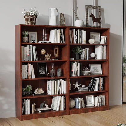 Farini 60 Inch Tall Bookcase,5 Shelf Bookshelves,Adjustable Bookshelf for Home Office,Cherry
