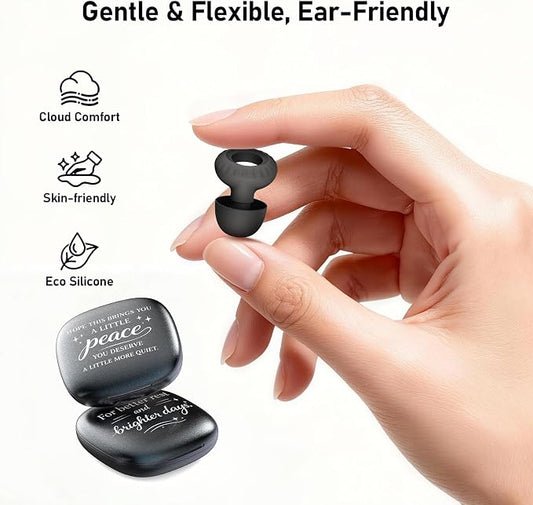 Noise Cancelling Ear Plugs for Sleeping, Concerts, Travel & Friends – 4 Pairs Reusable Silicone Earplugs for Noise Reduction & Hearing Protection, Black + Black