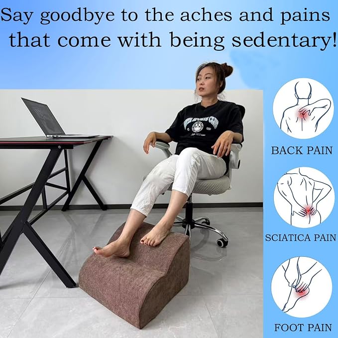 Foot Rest for Under Desk at Work.Multifunctional 3-Tier Foot Stool,with Washable Footrest.for Under Desk,Office Chair Gaming Chair & Sofa,Leg Elevation Pillow,Supports Posture-Brown