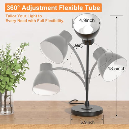 Desk Lamp with Wireless Charger, LED Desk Lamps for Home Office, 800 Lumens, Small Desk Lamp with Pen Holder, Flexible Arm, 3 Modes, Dimming, Touch Lamp for College Dorm Room