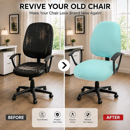 DIVA EN CAMINO DEC Stretchable Desk Office Chair Seat Covers - Universal Stretch Computer Chair Slipcover - 180GSM Washable Rotating Backrest Coverings & Cushion Protectors for Dogs, Cats, Pets