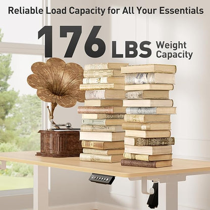 48x24 in Electric Standing Desk,Adjustable Height with Wheels,Oak | Spliced Desktop,27.9"–46.8" Height Range,4 Memory Presets,Lockable Wheels,Headphone Hook,Sit Stand Desk,Home Office