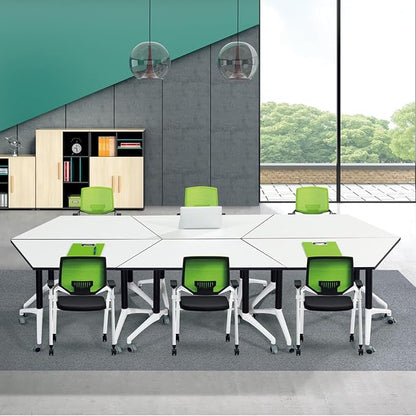 Folding Conference Room Table,6 pack Conference Table with Wheels,Flip Top Rolling Seminar Meeting Table,Mobile Training Room Tables-Easy to Move,Foldable Office Conference Tables-Space Saving