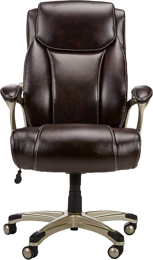 Amazon Basics Big & Tall Executive Office Chair with Lumbar Support, Adjustable Height, 350-Pound Capacity, 28.5"D x 30.25"W x 47.9"H, Black Pewter Finish