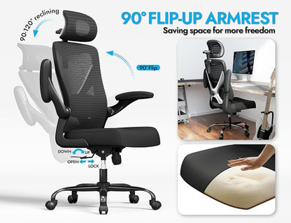 Ergonomic Office Chair - X-Shaped Computer Desk Chair Comfy, Gaming Chair, Office Chair with Lumbar Support, Mesh Office Chairs with Headrests, Desk Chair for Long Hours, Black Silver, Pack of 3