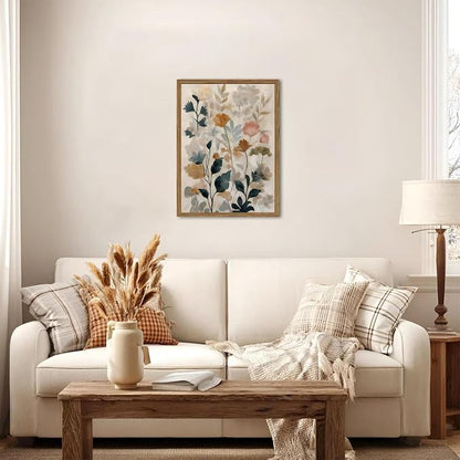 Framed Floral Bathroom Wall Art, Vintage Botanical Wall Decor Pictures, Watercolor Wildflower Canvas Prints Paintings Neutral Antique Flower Plant Home Decor for Living Room Bedroom 16x24 Inch